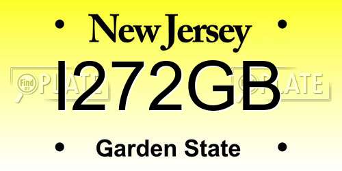 I272GB New Jersey License Plate