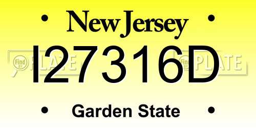 I27316D New Jersey License Plate