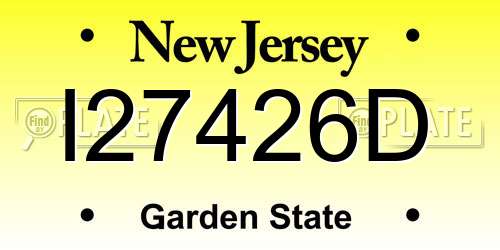 I27426D New Jersey License Plate