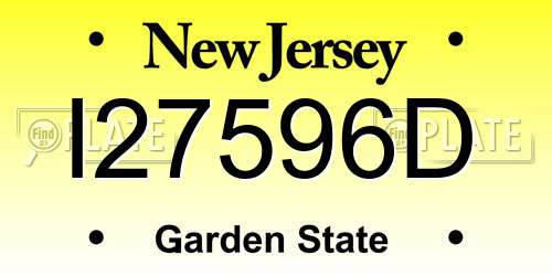 I27596D New Jersey License Plate
