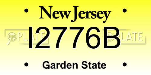 I2776B New Jersey License Plate