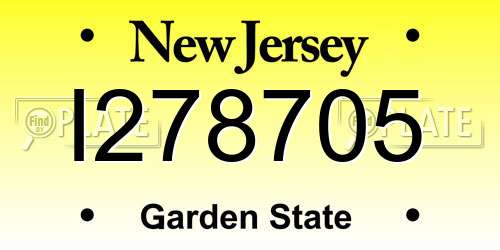 I278705 New Jersey License Plate