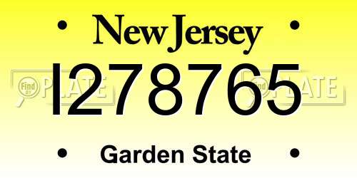 I278765 New Jersey License Plate