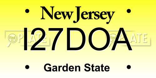 I27DOA New Jersey License Plate