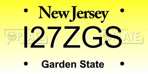 I27ZGS New Jersey License Plate