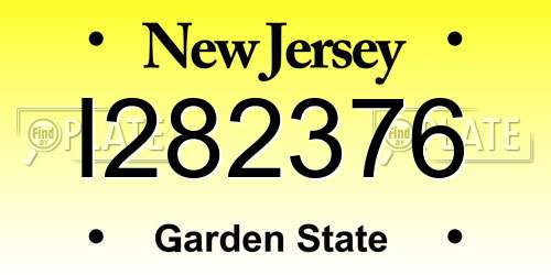 I282376 New Jersey License Plate