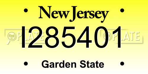 I285401 New Jersey License Plate