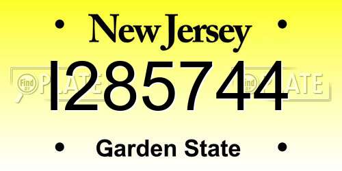 I285744 New Jersey License Plate