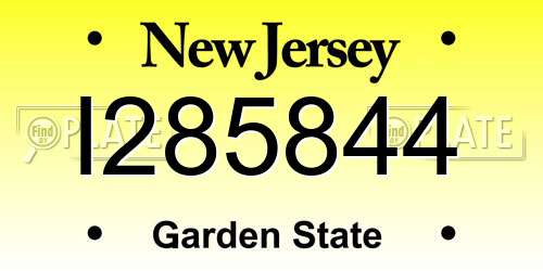 I285844 New Jersey License Plate