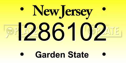I286102 New Jersey License Plate