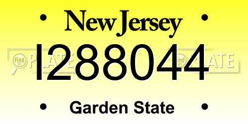 I288044 New Jersey License Plate
