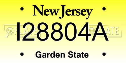I28804A New Jersey License Plate