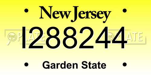 I288244 New Jersey License Plate
