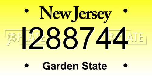 I288744 New Jersey License Plate