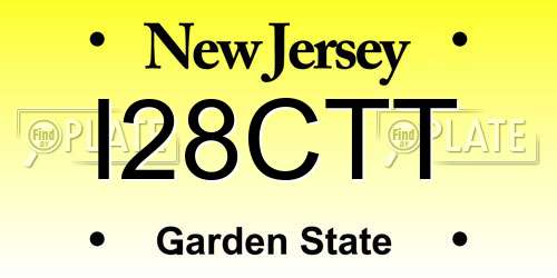 I28CTT New Jersey License Plate