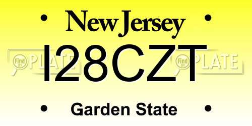 I28CZT New Jersey License Plate