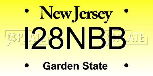 I28NBB New Jersey License Plate