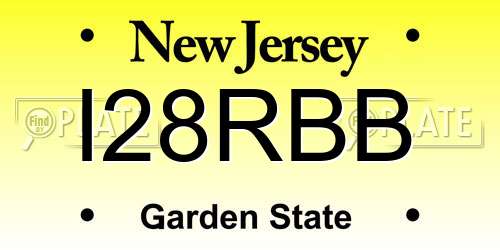 I28RBB New Jersey License Plate