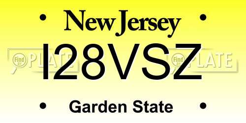 I28VSZ New Jersey License Plate