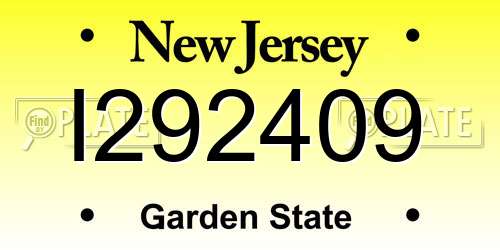 I292409 New Jersey License Plate