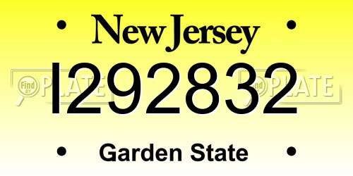 I292832 New Jersey License Plate