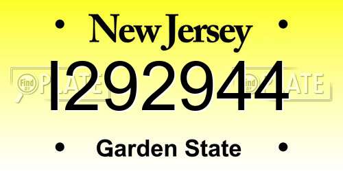 I292944 New Jersey License Plate