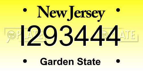 I293444 New Jersey License Plate