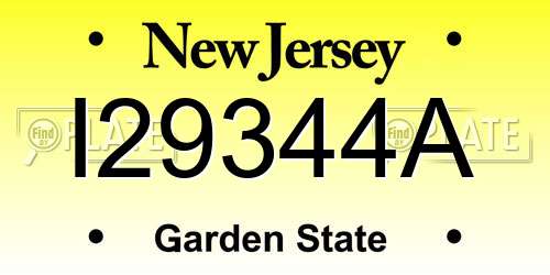 I29344A New Jersey License Plate