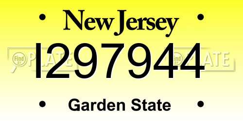 I297944 New Jersey License Plate