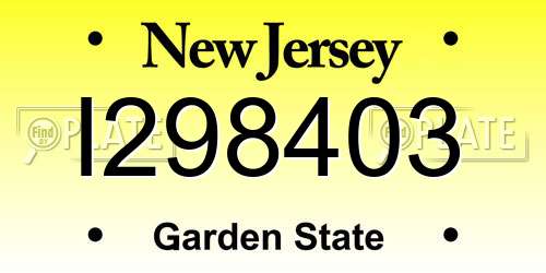 I298403 New Jersey License Plate