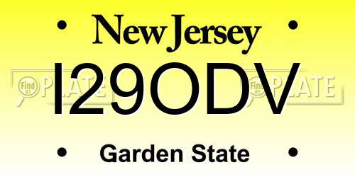 I29ODV New Jersey License Plate