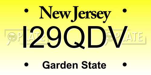 I29QDV New Jersey License Plate