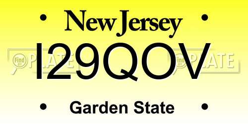 I29QOV New Jersey License Plate