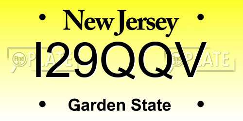 I29QQV New Jersey License Plate