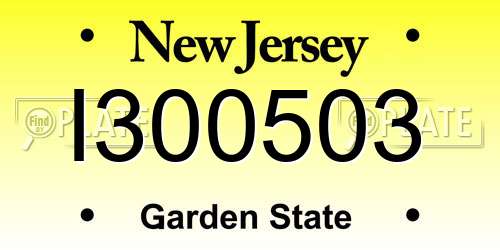 I300503 New Jersey License Plate