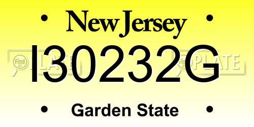 I30232G New Jersey License Plate