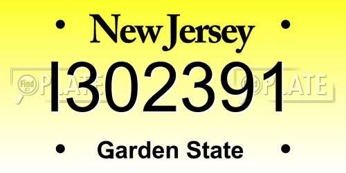 I302391 New Jersey License Plate
