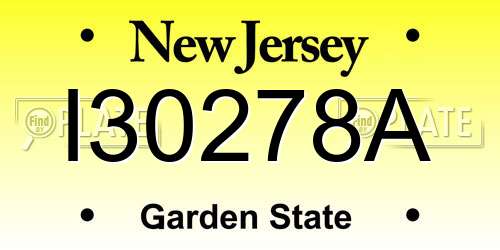 I30278A New Jersey License Plate