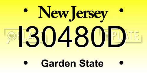 I30480D New Jersey License Plate