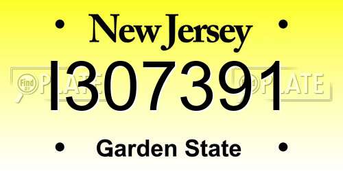 I307391 New Jersey License Plate