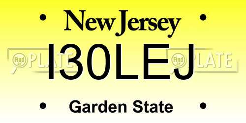 I30LEJ New Jersey License Plate