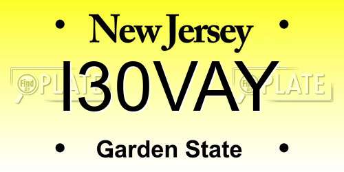 I30VAY New Jersey License Plate