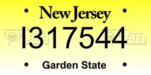 I317544 New Jersey License Plate