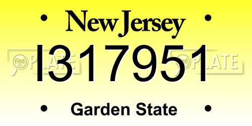 I317951 New Jersey License Plate