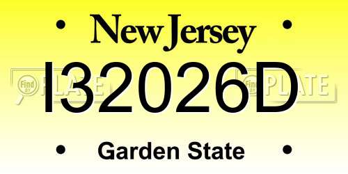 I32026D New Jersey License Plate