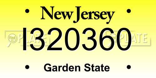 I320360 New Jersey License Plate