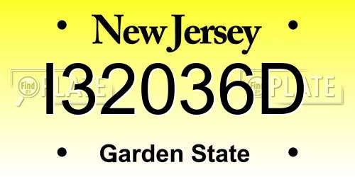 I32036D New Jersey License Plate