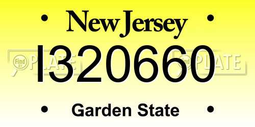 I320660 New Jersey License Plate
