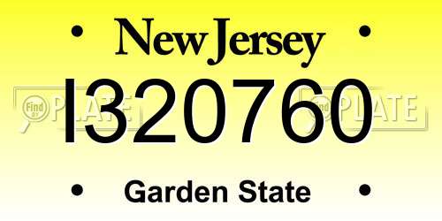 I320760 New Jersey License Plate