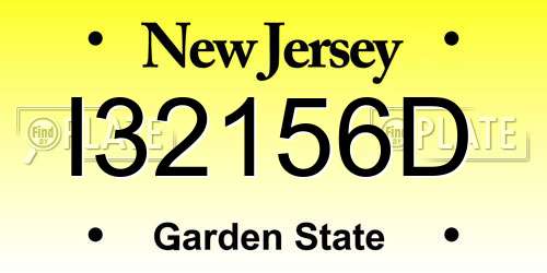 I32156D New Jersey License Plate